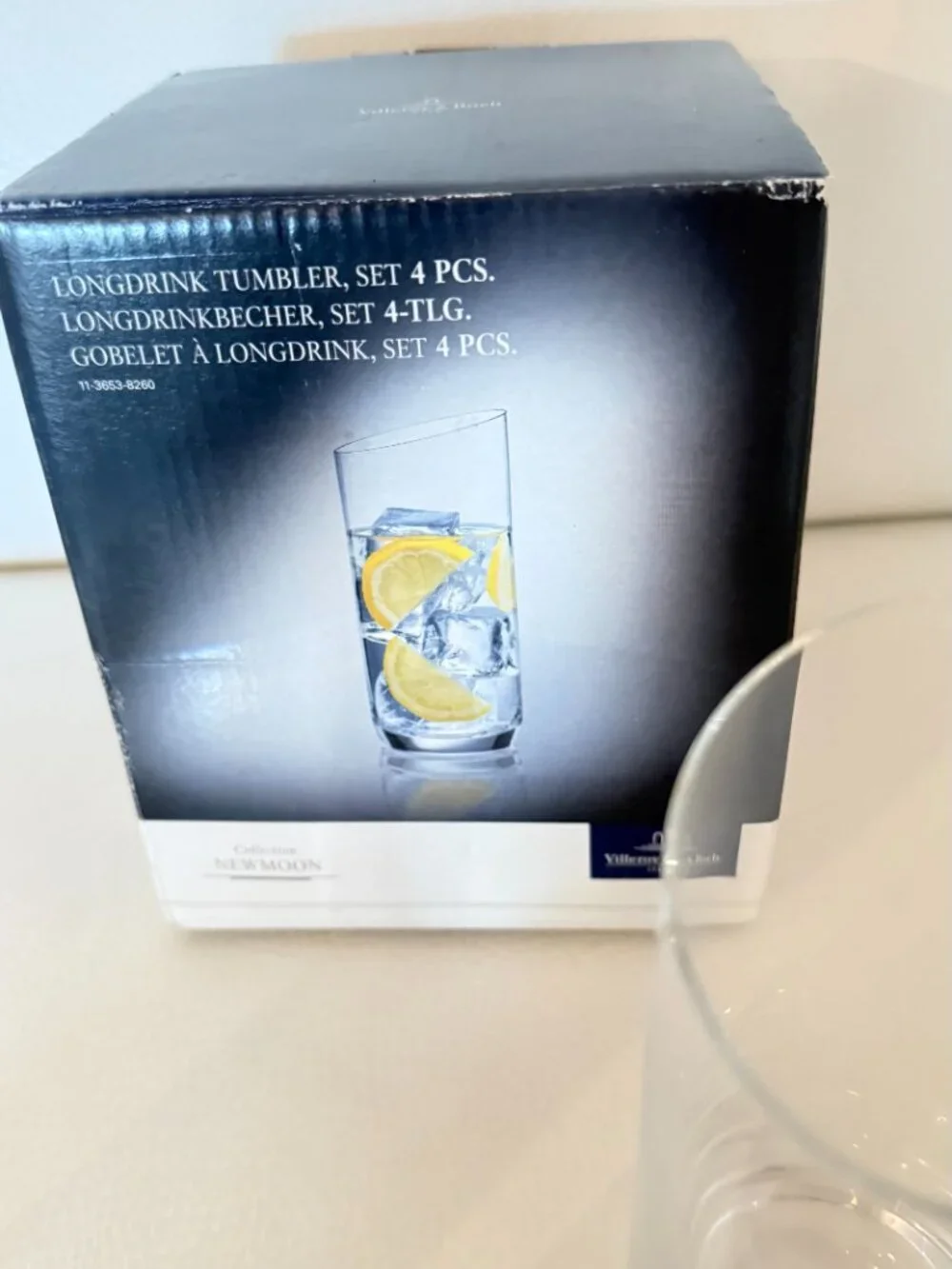 NEW VILLEROY & BOCH NEWMOON CRYSTAL LONGDRINK TUMBLERS SET OF 4 HIGHBALL GLASSES
